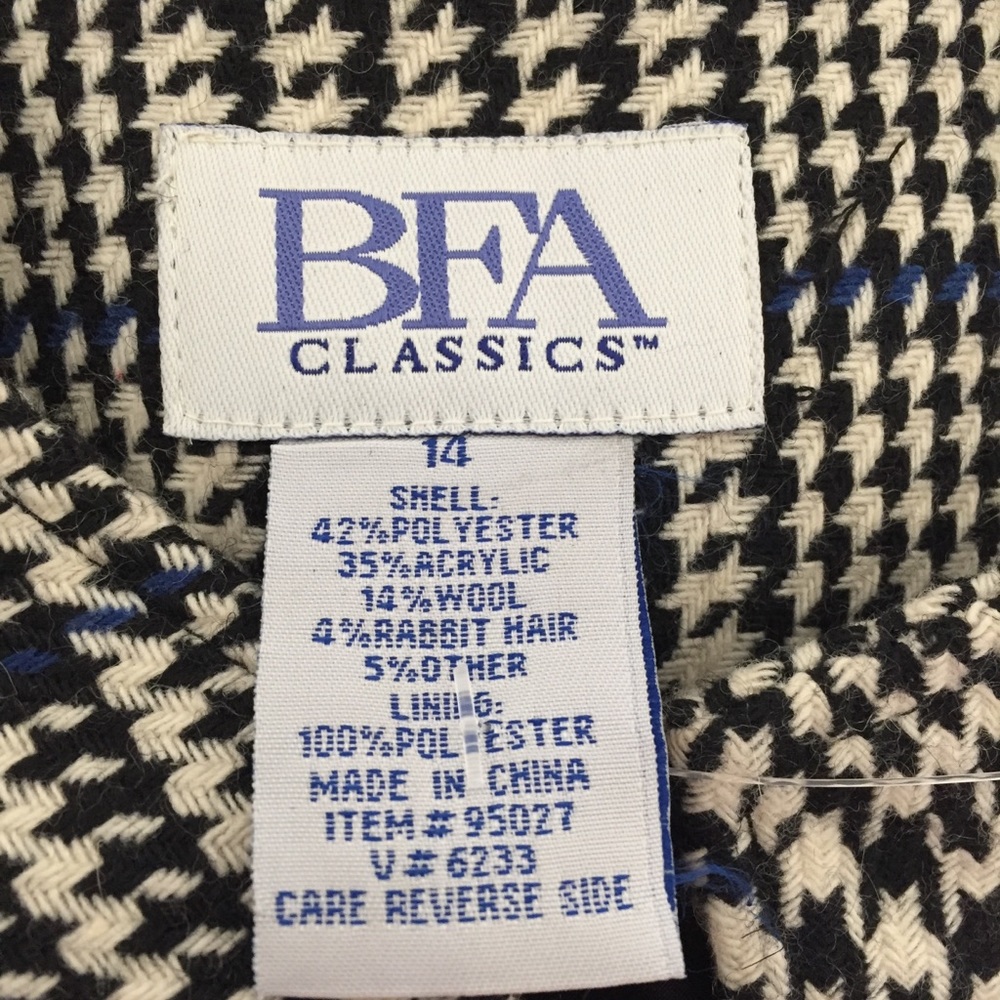 Bfa Classics Houndstooth Blazer/Jacket Size 14 - image 8
